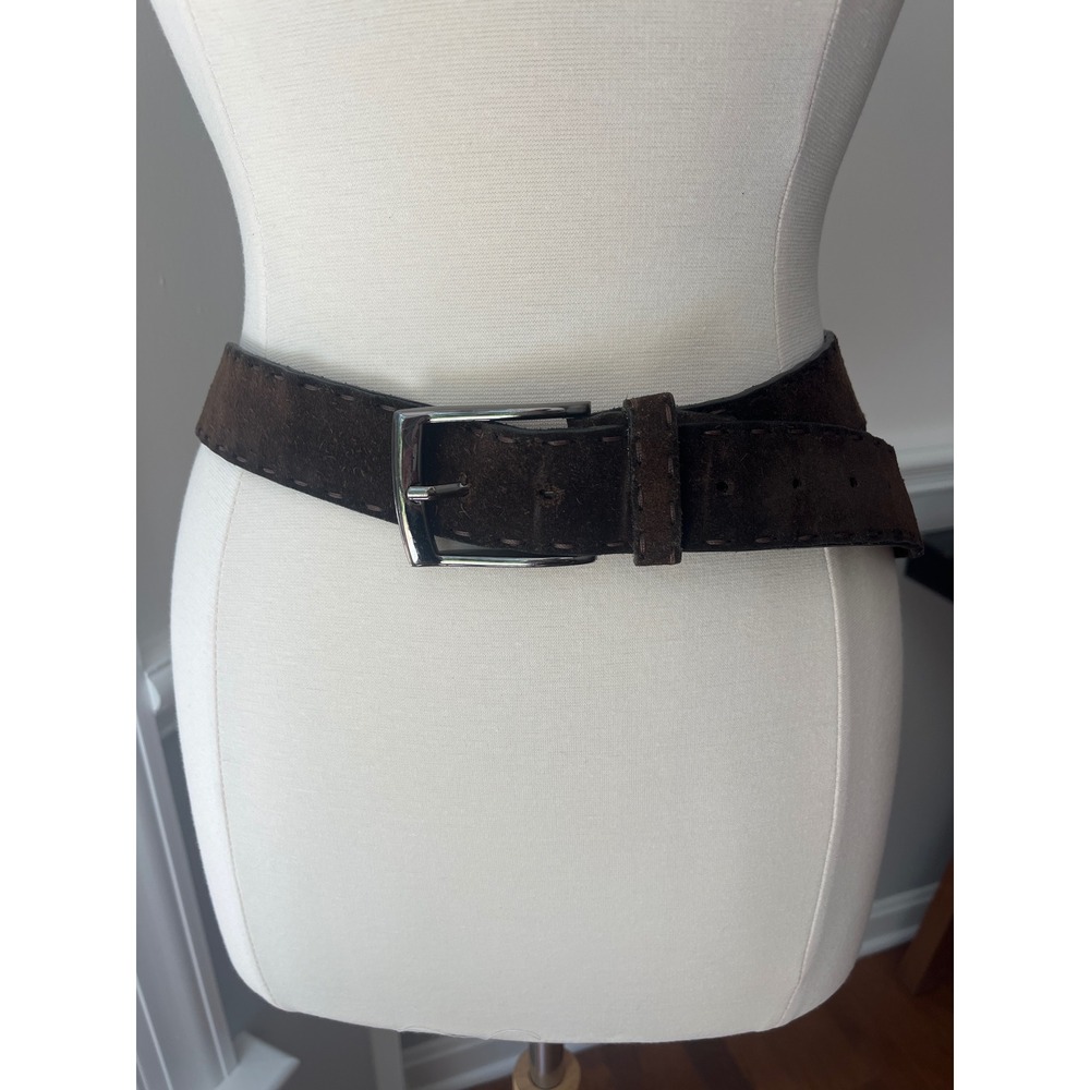 Otto Kern Suede Leather Belt Dark Brown Size XL (105 cm) Made in Italy